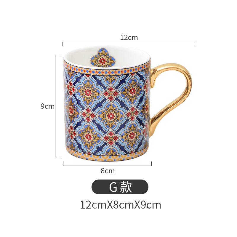 Moroccan Style Gold Ceramic Coffee Mug Office Water Cup Home Breakfast Milk Cup Couple Creative Gift