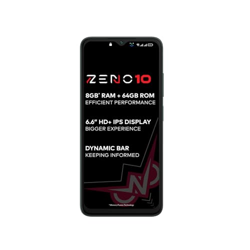itel ZENO 10|6.6" HD+ Display with Dynamic Bar| 3GB RAM + 64GB ROM, Upto 8GB RAM with Memory Fusion|Octacore Processor|8MP AI Dual Rear Cam|5000 mAh Battery | Phantom Crystal
