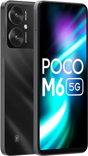POCO M6 5G (Galactic Black,6GB RAM, 128GB Storage) | MediaTek Dimensity 6100+ 5G Processor | 5000 mAh Battery + 18W Fast Charging | 50 MP AI Dual-Camera System & Side Fingerprint Sensor