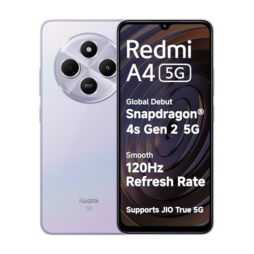Redmi A4 5G (Sparkle Purple, 4GB RAM, 64GB Storage) | Global Debut SD 4s Gen 2 | Segment Largest 6.88in 120Hz | 50MP Dual Camera | 18W Fast Charging