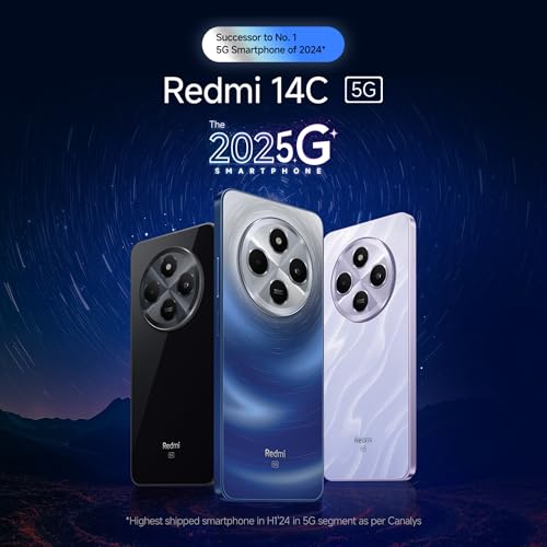 Redmi 14C 5G (Stardust Purple, 6GB RAM, 128GB Storage) | Superfast 4nm Snapdragon 4 Gen 2 | 120Hz 17.47cm (6.88”) Display | 5160mAh Battery | 50MP Dual Camera | Premium Starlight Design