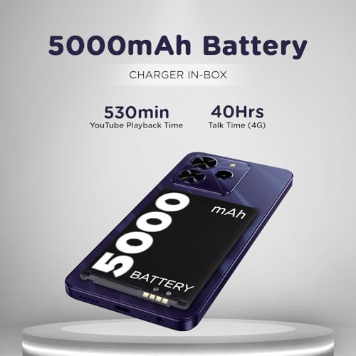 Lava O3 Pro (Glossy Purple, 4 GB RAM, 128 GB Storage)| Bigger 6.56" HD+ Display | 50 MP AI Triple Rear Camera | 8 MP Front Camera| 5000 mAh Battery | 10W Charging | Charger in Box