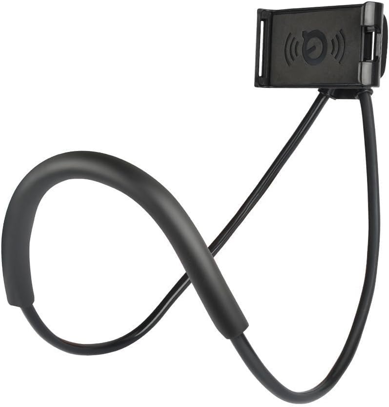 Sounce Lazy Neck Phone Holder Neck Hanging Mobile Cell Phone Stand 360 Rotating Flexible Long Arms Stand Clip Holder Compatibl with 4-7 Inches Smatphones - Black