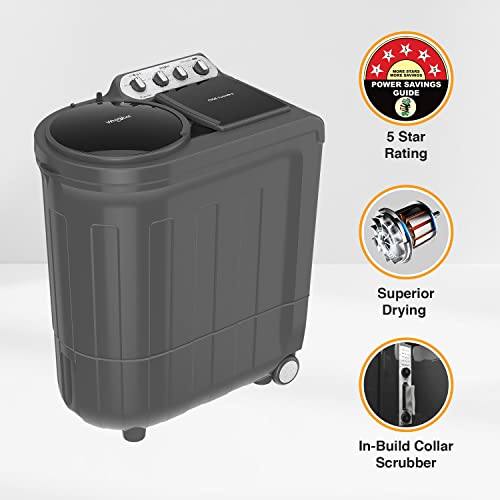 Whirlpool 9kg 5 Star Semi-Automatic Top Loading Washing Machine (Ace 9.0 Grey Dazzle, 10Yr -NH, 10 Min Quick Drying, Turbo dry Technology)