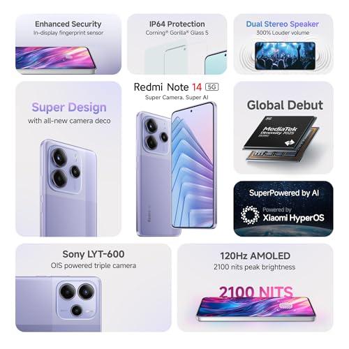 Redmi Note 14 5G (Phantom Purple, 8GB RAM 128GB Storage) Refurbished