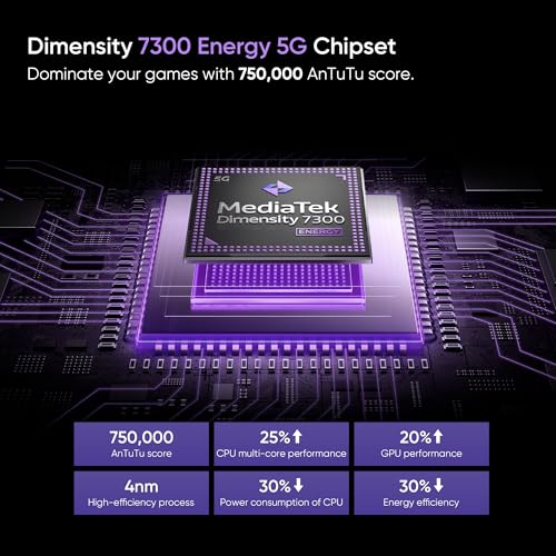 realme 13+ 5G (Dark Purple, 8GB RAM, 256GB Storage) 6.67" AMOLED Display | 80W Ultra Charging DAK | Dimensity 7300E Processor