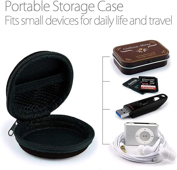 Sounce Earphone Headphone Carrying Case Pouch Cover for Earphones, Headset, Pen Drives, SD Cards, All Mobile Accessories - Black (Pack of 2)