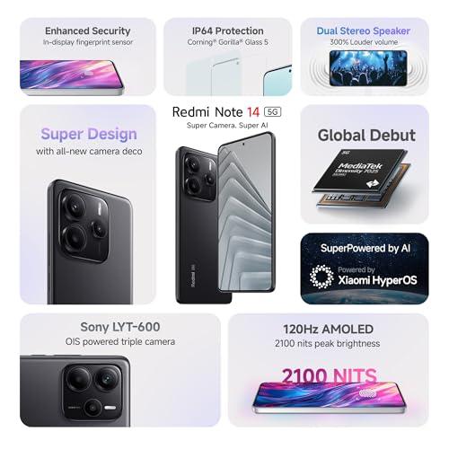 Redmi Note 14 5G (Titan Black, 8GB RAM 128GB Storage) Refurbished