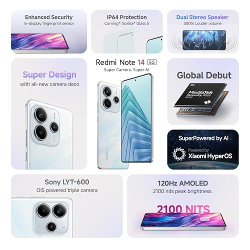 Redmi Note 14 5G (Mystique White, 6GB RAM 128GB Storage) Refurbished