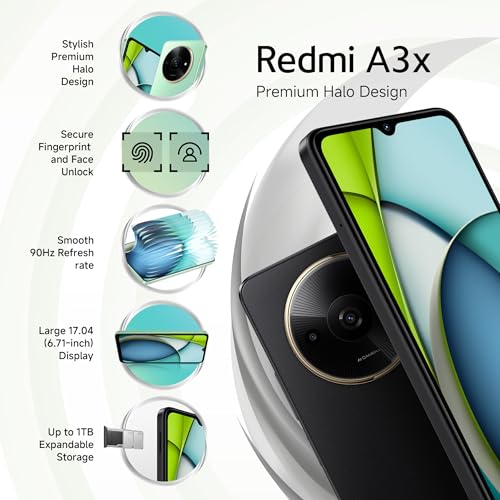 Redmi A3X (Midnight Black, 3GB RAM, 64GB Storage) | Premium Halo Design | 90Hz Display | Powerful Octa Core Processor