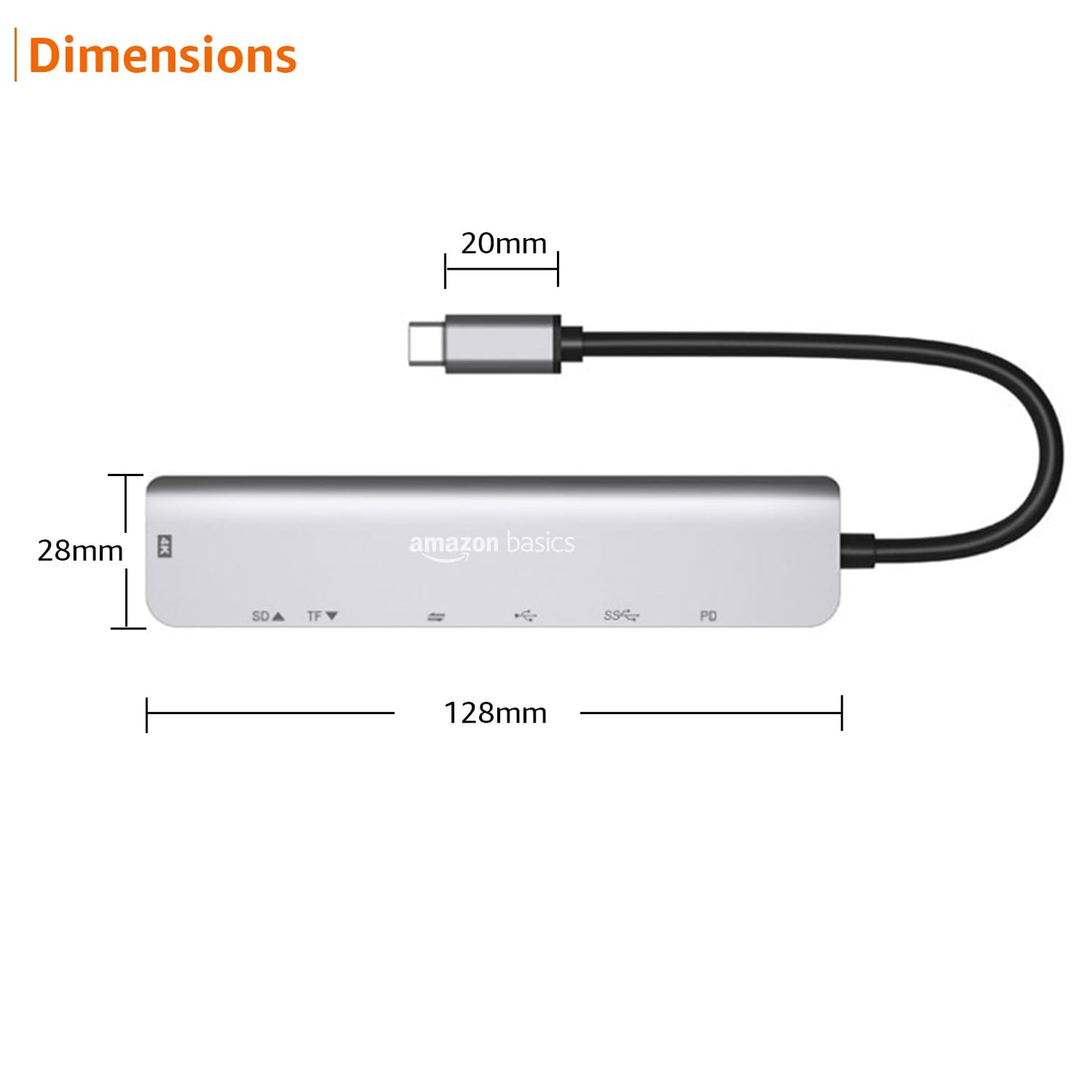 Amazon Basics 7-in-1 USB C HUB to 4K HDMI Multiport Adapter Compatible for USB C Laptops and Other Type C Devices MacBook Pro M1 M2,(4K HDMI USB3.0 SD/TF Card Reader 85W PD Data)