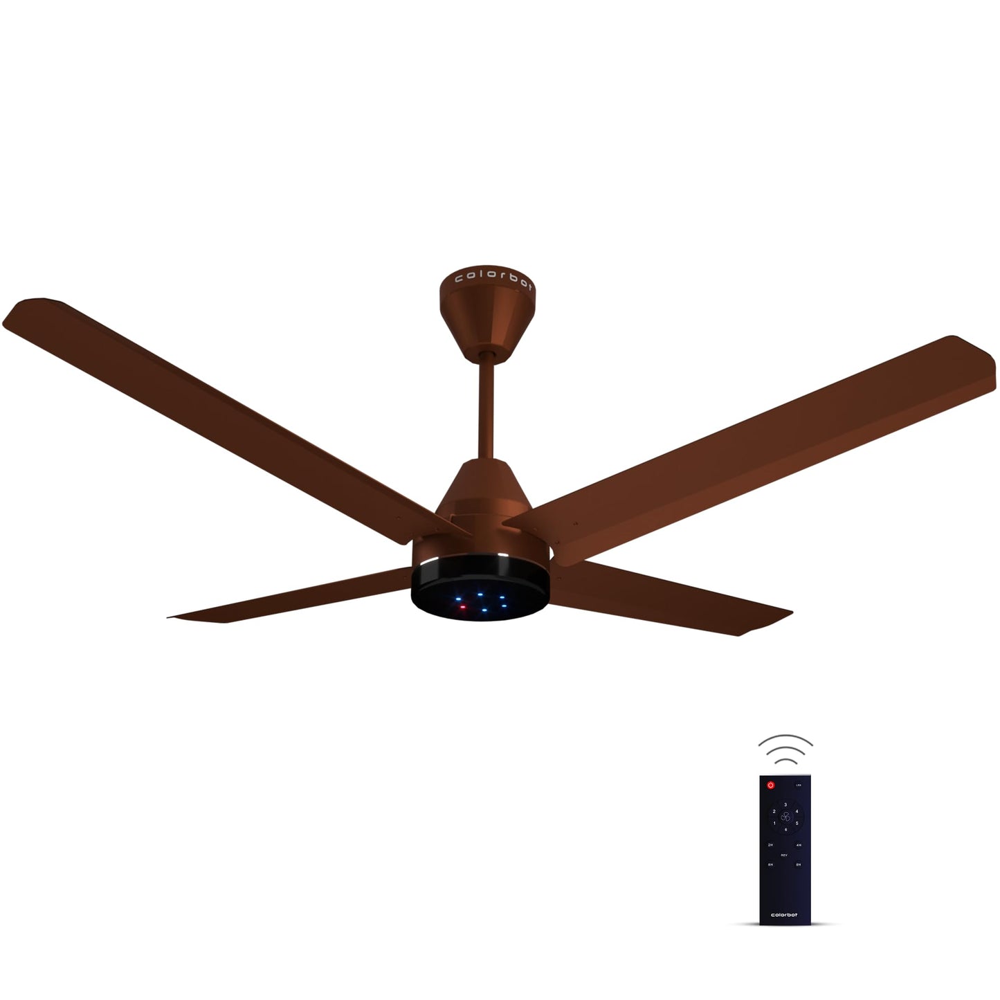 Colorbot Stella Quad 1200 mm BEE 5 Star Rated BLDC Ceiling Fans with Remote | 4 Blade | Designer Fans | High Speed | Power Saver | 100% Copper Winding | Noiseless | 2+2 Year Warranty (Cocoa Brown)