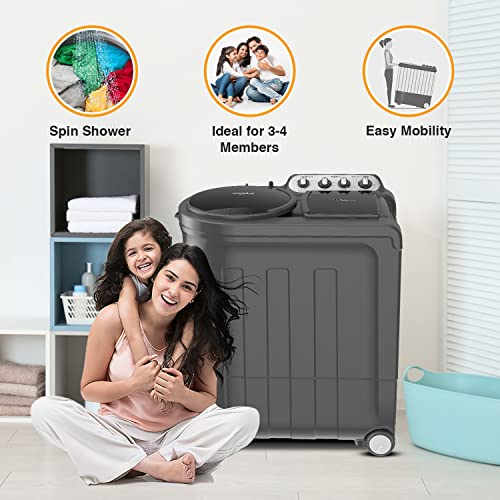 Whirlpool 9kg 5 Star Semi-Automatic Top Loading Washing Machine (Ace 9.0 Grey Dazzle, 10Yr -NH, 10 Min Quick Drying, Turbo dry Technology)