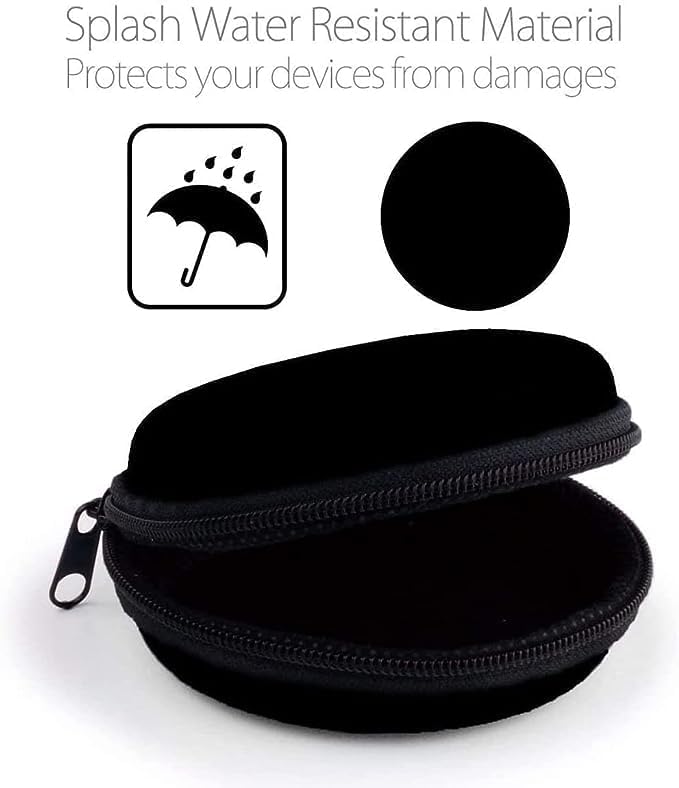 Sounce Earphone Headphone Carrying Case Pouch Cover for Earphones, Headset, Pen Drives, SD Cards, All Mobile Accessories - Black (Pack of 2)
