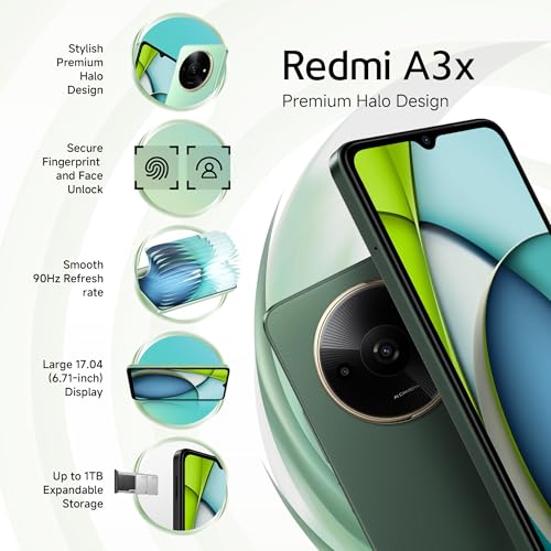 Redmi A3X (Olive Green, 4GB RAM, 128GB Storage) | Premium Halo Design | 90Hz Display | Powerful Octa Core Processor