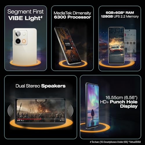 Lava Blaze 3 5G (Glass Gold, 6GB+128GB) | Segment's Fastest 5G Smartphone | Dimensity 6300 Processor | 90Hz Display | 50MP+2MP AI Camera with Vibe Light | 5000 mAh | Special Discount on All Banks