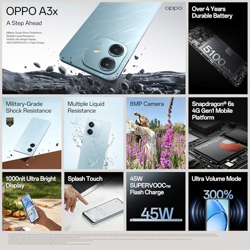 OPPO A3X 4G (Nebula Red, 4GB RAM, 128GB Storage) with No Cost EMI/Additional Exchange Offers