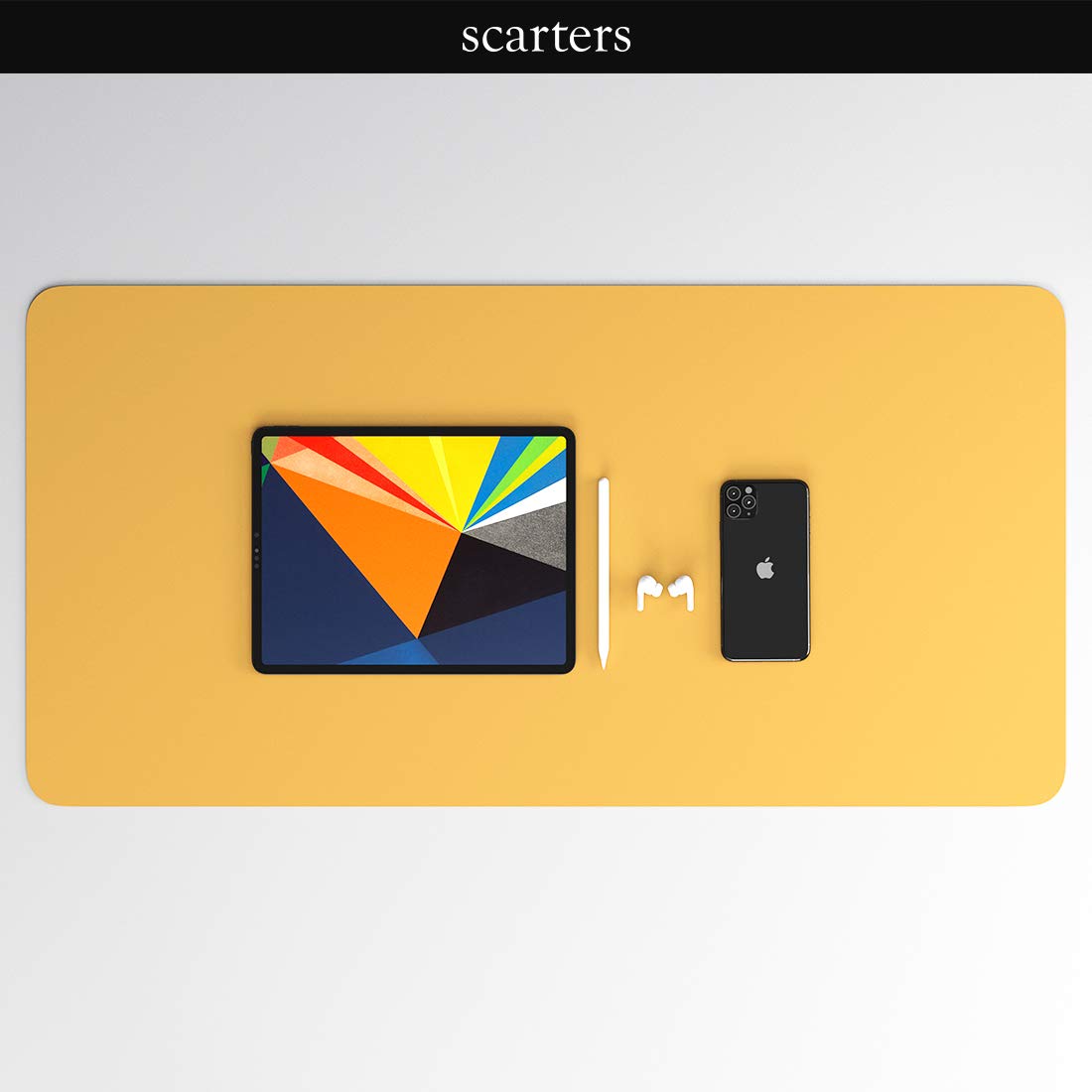 Scarters Desk mat | Desk Accessories for Work from Home and Office | Extended Mouse Pad | Reversible (Blue & Yellow) | 90 * 45cm | Anti Slip, Vegan PU