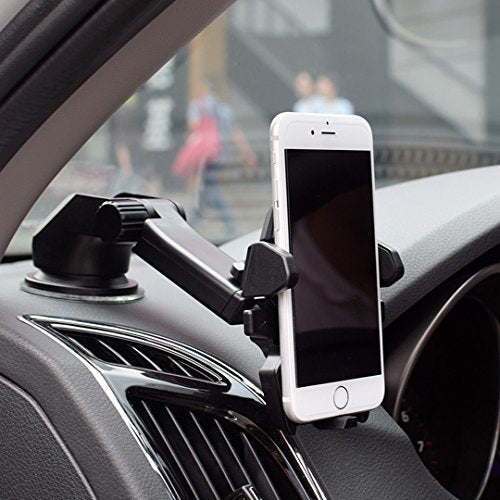 ELV Car Mount Adjustable Car Phone Holder Universal Long Arm, Windshield for Smartphones - Black