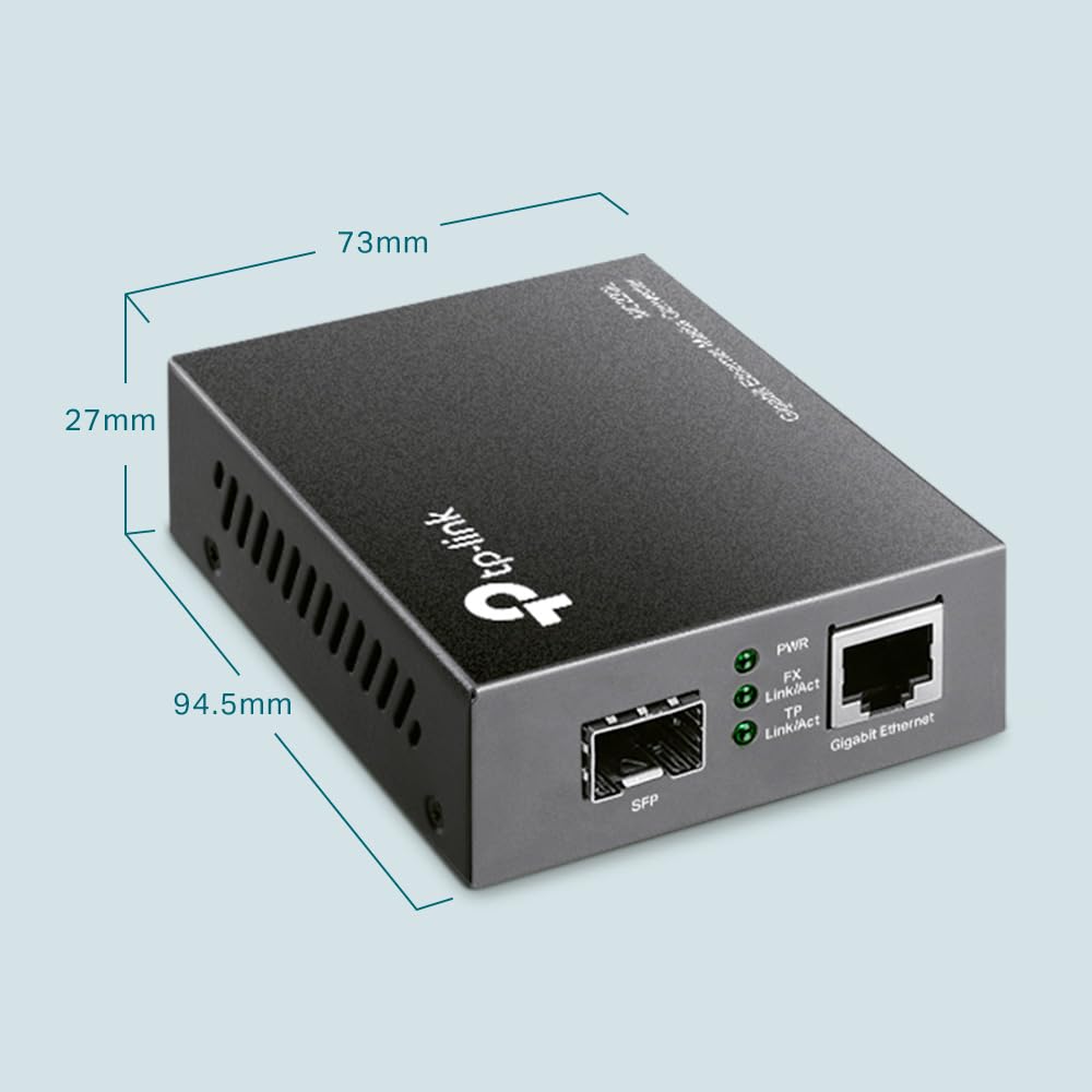 TP-Link Mc220L Gigabit Sfp Ethernet Media Converter | 1000 Mbps RJ45 Port for Desktop| Ieee 802.3Ab 802.3Z | Half-Duplex/Full-Duplex Transfer Mode | Long-Range Point-to-Point Connections, Black