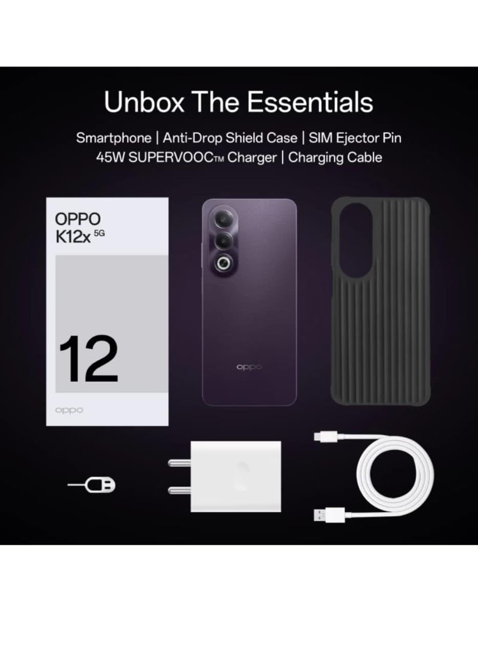 Oppo K12x 5G with 45W SUPERVOOC Charger in-The-Box (Midnight Voilet, 128 GB) (6 GB RAM)