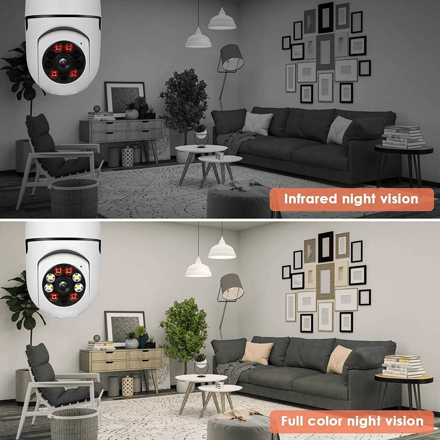 5G Dual-Band WiFi E27 Security Camera, 2 Pack