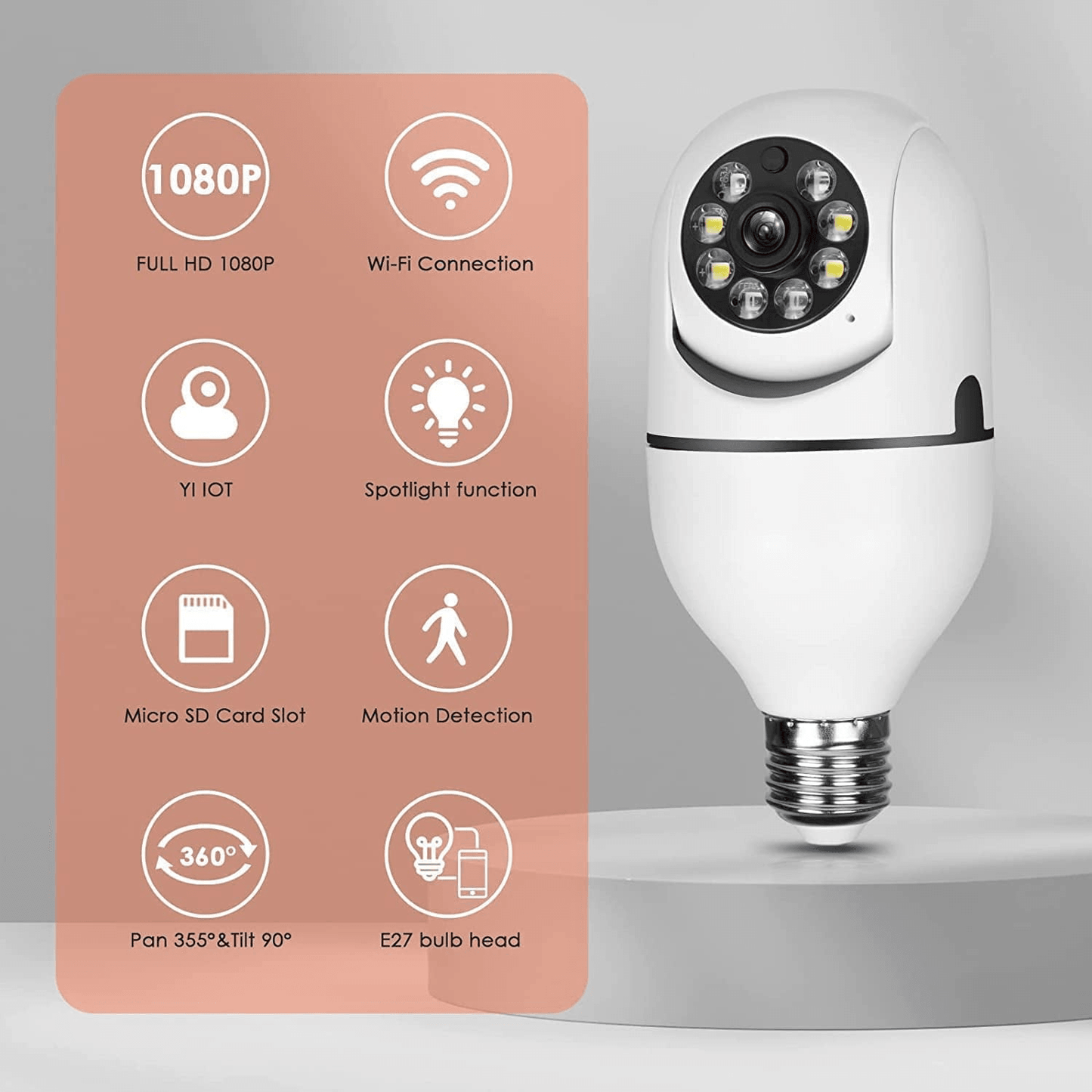 5G Dual-Band WiFi E27 Security Camera, 2 Pack
