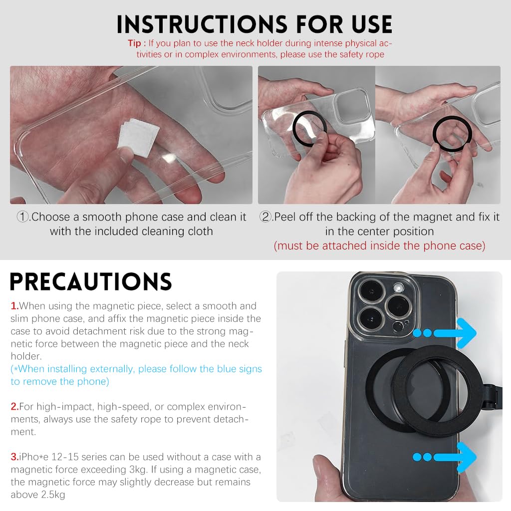 ZORBES®Mag-netic Neck Holder for Action Camera & Phone, Hands Free Neck Tripod Chest Mount Compatible with GoPro DJI Insta 360 iPhone Android, Neck Phone Holder for Recording POV Video Vlog,