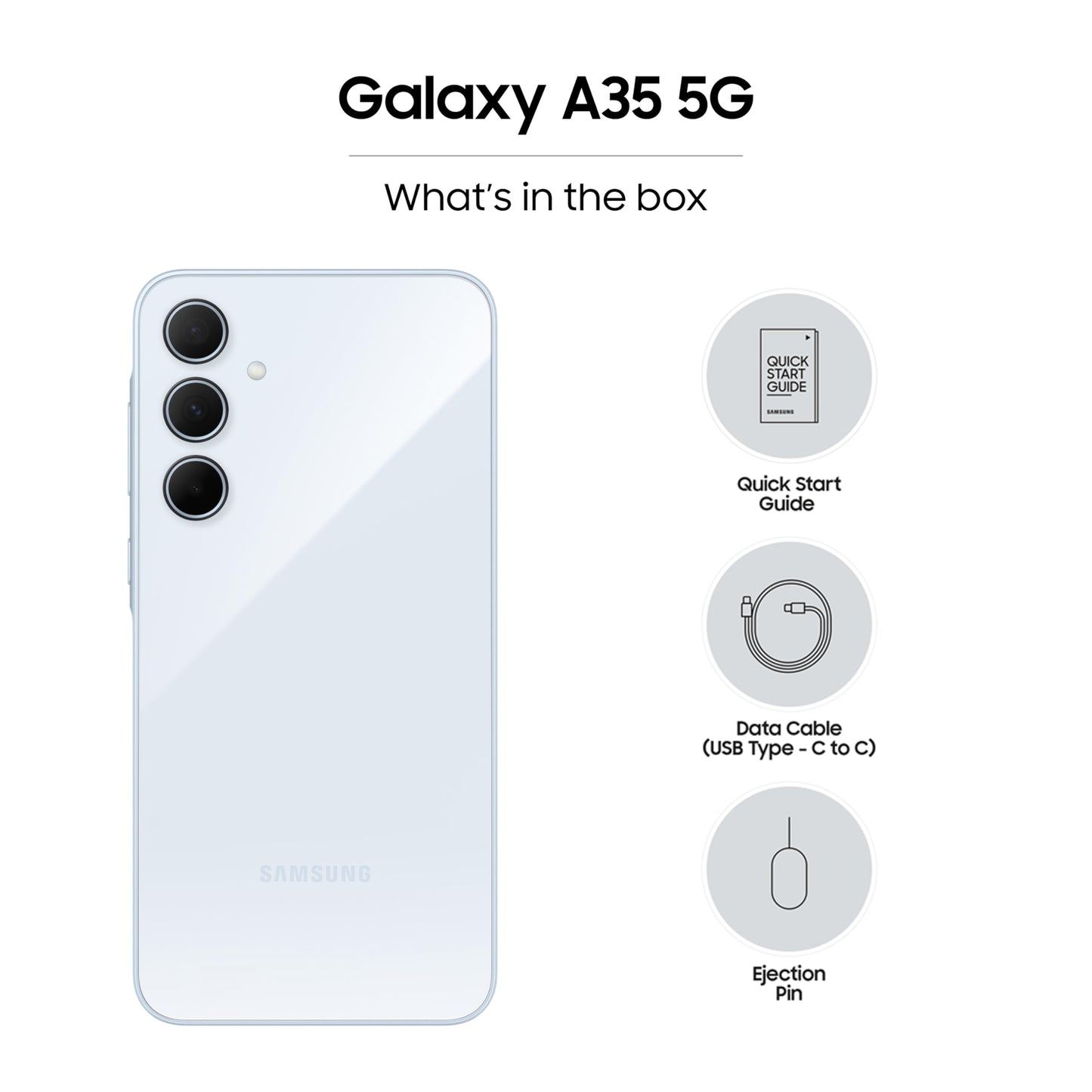 Samsung Galaxy A35 5G (Awesome Iceblue, 8GB RAM, 128GB Storage) | Premium Glass Back | 50 MP Main Camera (OIS) | Nightography | IP67 | Corning Gorilla Glass Victus+ | sAMOLED with Vision Booster