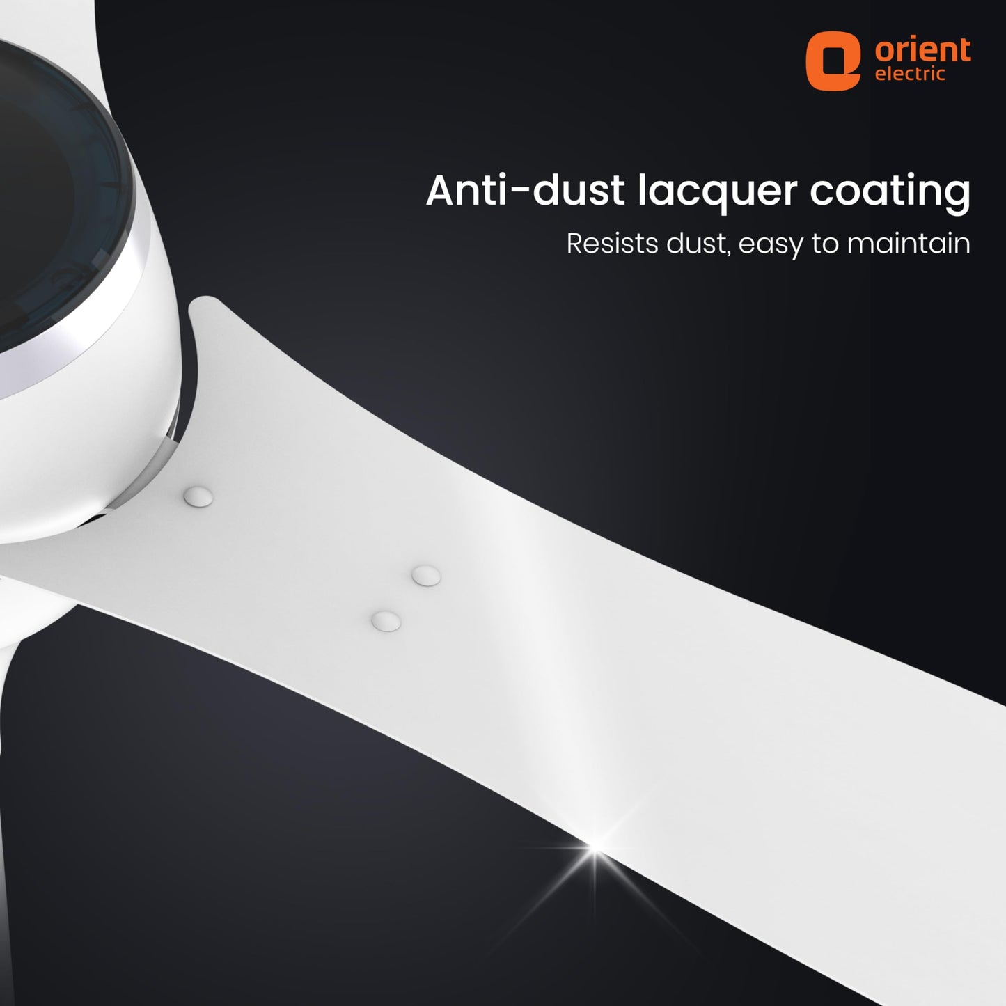 Orient Electric Newly Launched 1200 mm Aeon BLDC PRO, Anti-Dust Designer Ceiling fan with Remote & 5 yrs Warranty by Orient, Boost mode for Quick Cooling & High Air Delivery - Pixel White