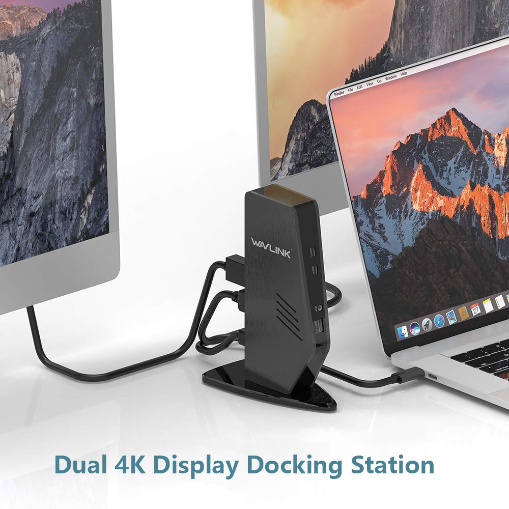 WAVLINK USB C Universal Laptop Docking Station with 60W,Dual 4K @60Hz Monitor for USB-C and USB 3.0,Compatible with Windows, Mac, and Chrome(2 HDMI,2 DP, 6xUSB, LAN, Audio)
