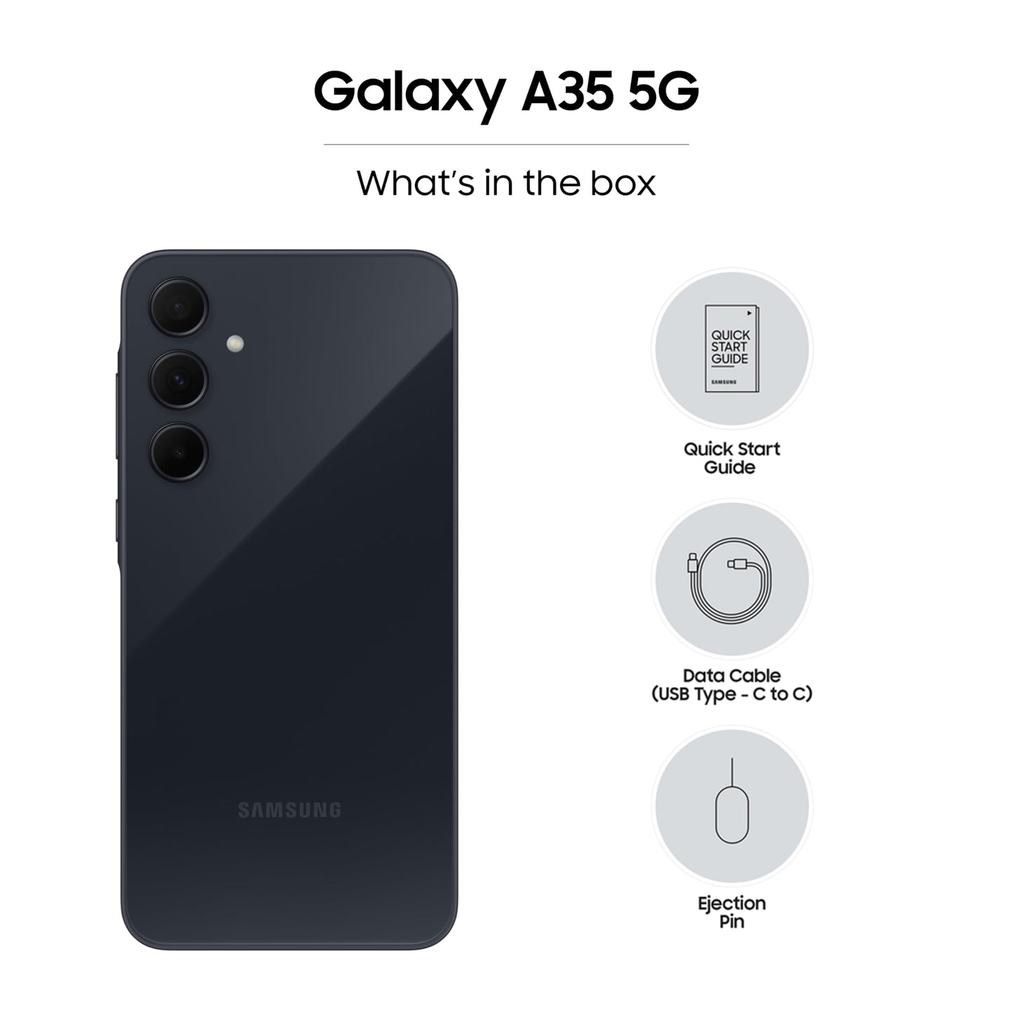 Samsung Galaxy A35 5G (Awesome Navy, 8GB RAM, 256GB Storage) | Premium Glass Back | 50 MP Main Camera (OIS) | Nightography | IP67 | Corning Gorilla Glass Victus+ | sAMOLED with Vision Booster