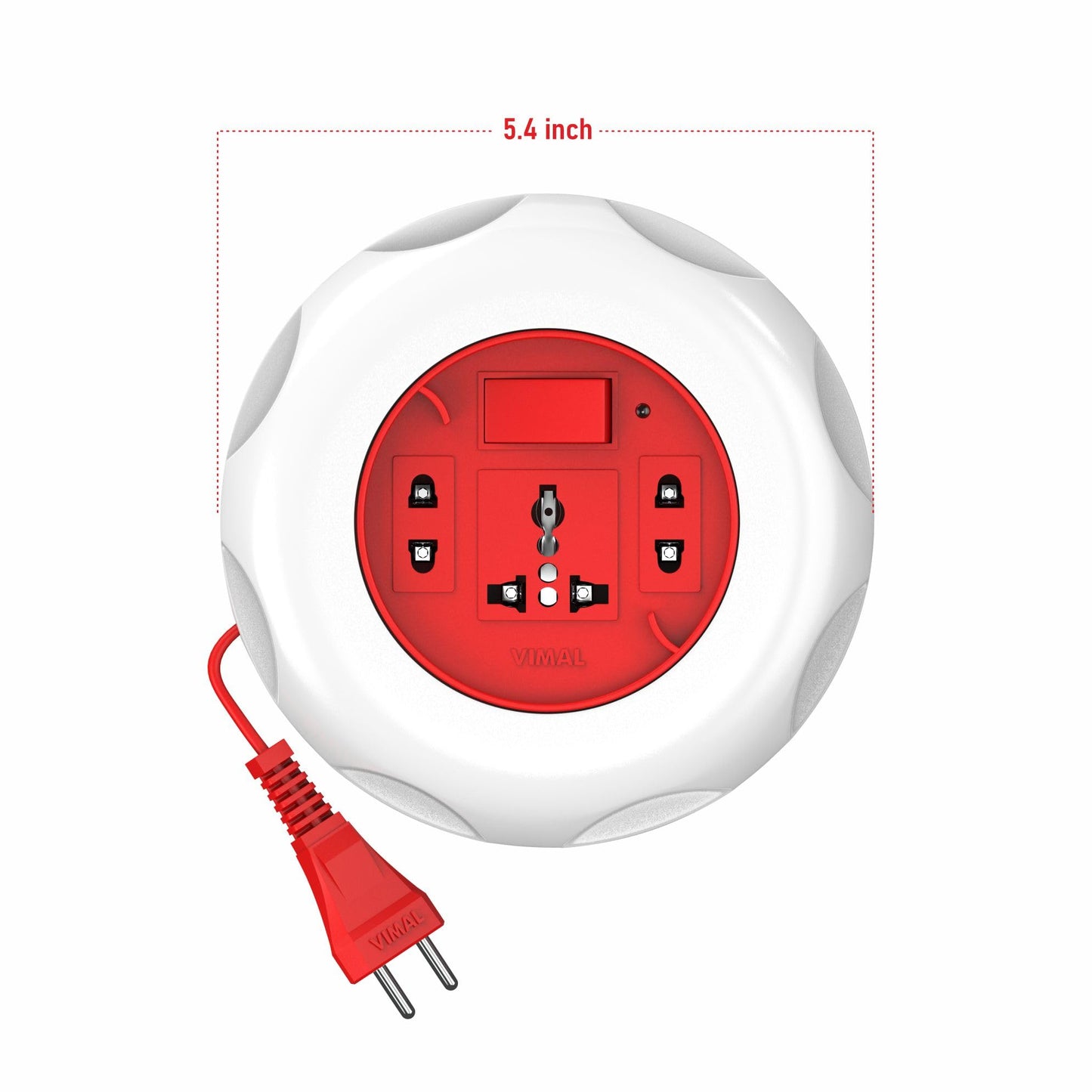 Vimal - Cube 2 Pin Extension Cord 4 Mtr. with International Socket,On/Off Switch & Power Indicator