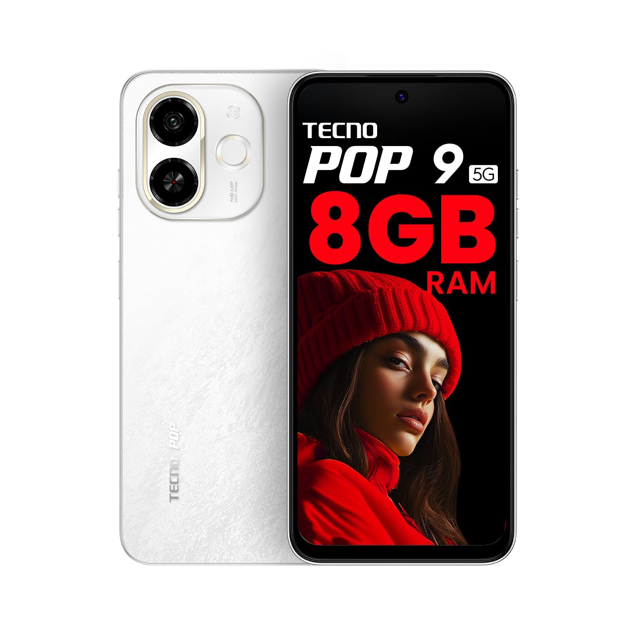 Tecno POP 9 5G (Aurora Cloud, 8GB+128GB) | D6300 5G Processor | 48MP Sony AI Camera | 4+ Year Lag Free Fluency |5000 mAh Battery |Dual Speaker | 5G with NFC | Without Charger