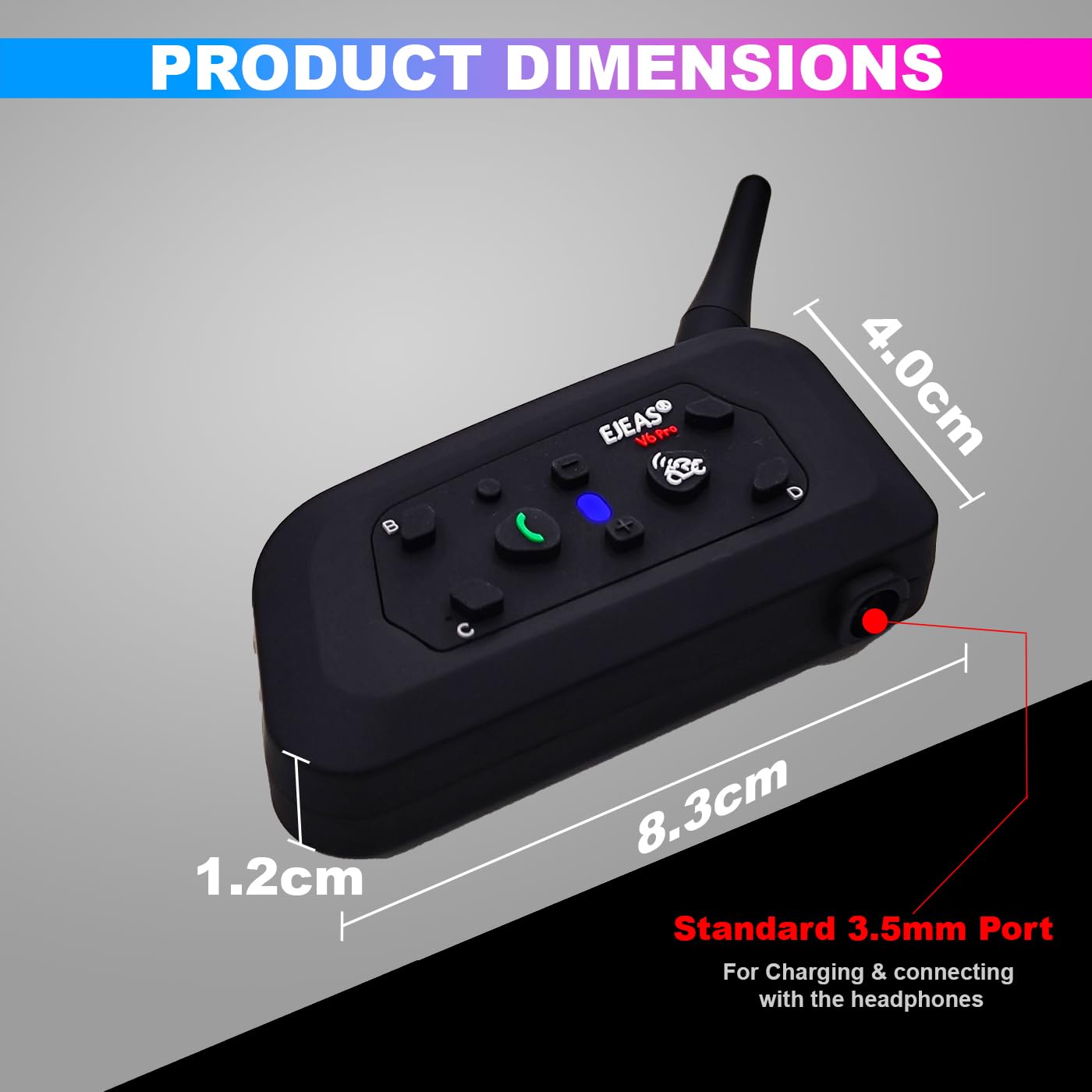 amiciAuto Ejeas V6 Pro Helmet Bluetooth Intercom for 6 Riders, Headphone with Mic for Motorcycle Riders Communication (Double Unit)