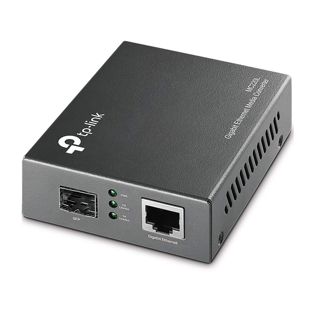 TP-Link Mc220L Gigabit Sfp Ethernet Media Converter | 1000 Mbps RJ45 Port for Desktop| Ieee 802.3Ab 802.3Z | Half-Duplex/Full-Duplex Transfer Mode | Long-Range Point-to-Point Connections, Black