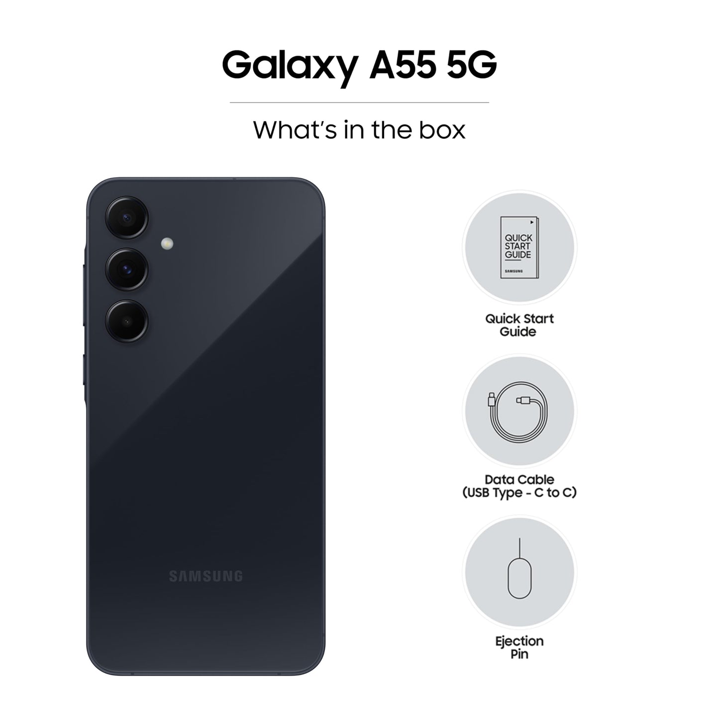 Samsung Galaxy A55 5G (Awesome Navy, 8GB RAM, 128GB Storage) | Metal Frame | 50 MP Main Camera (OIS) | Nightography | IP67 | Corning Gorilla Glass Victus+ | sAMOLED with Vision Booster
