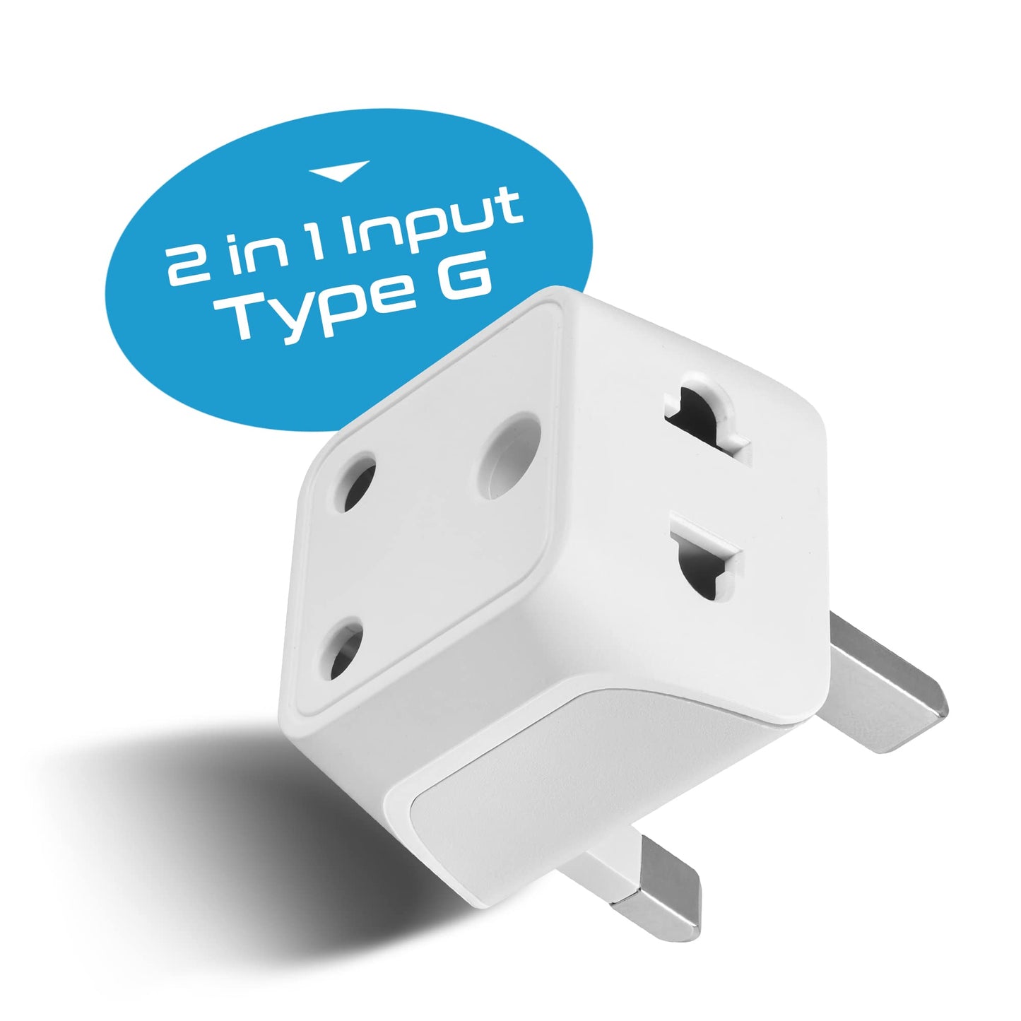 Ceptics India to UK, UAE Travel Adapter Plug – 2 in 1 Hong Kong Adapter - Type G - CE Certified - RoHS Compliant – White - 2 Pack - Lifetime Limited Warranty
