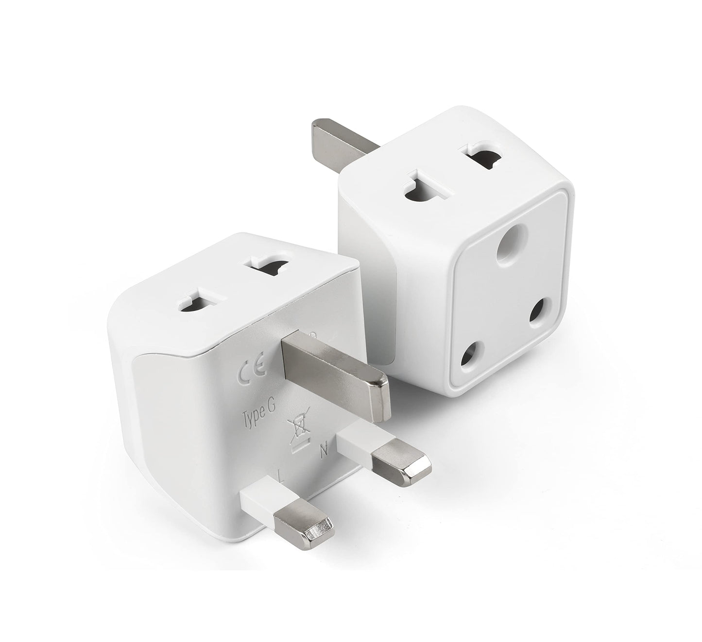 Ceptics India to UK, UAE Travel Adapter Plug – 2 in 1 Hong Kong Adapter - Type G - CE Certified - RoHS Compliant – White - 2 Pack - Lifetime Limited Warranty