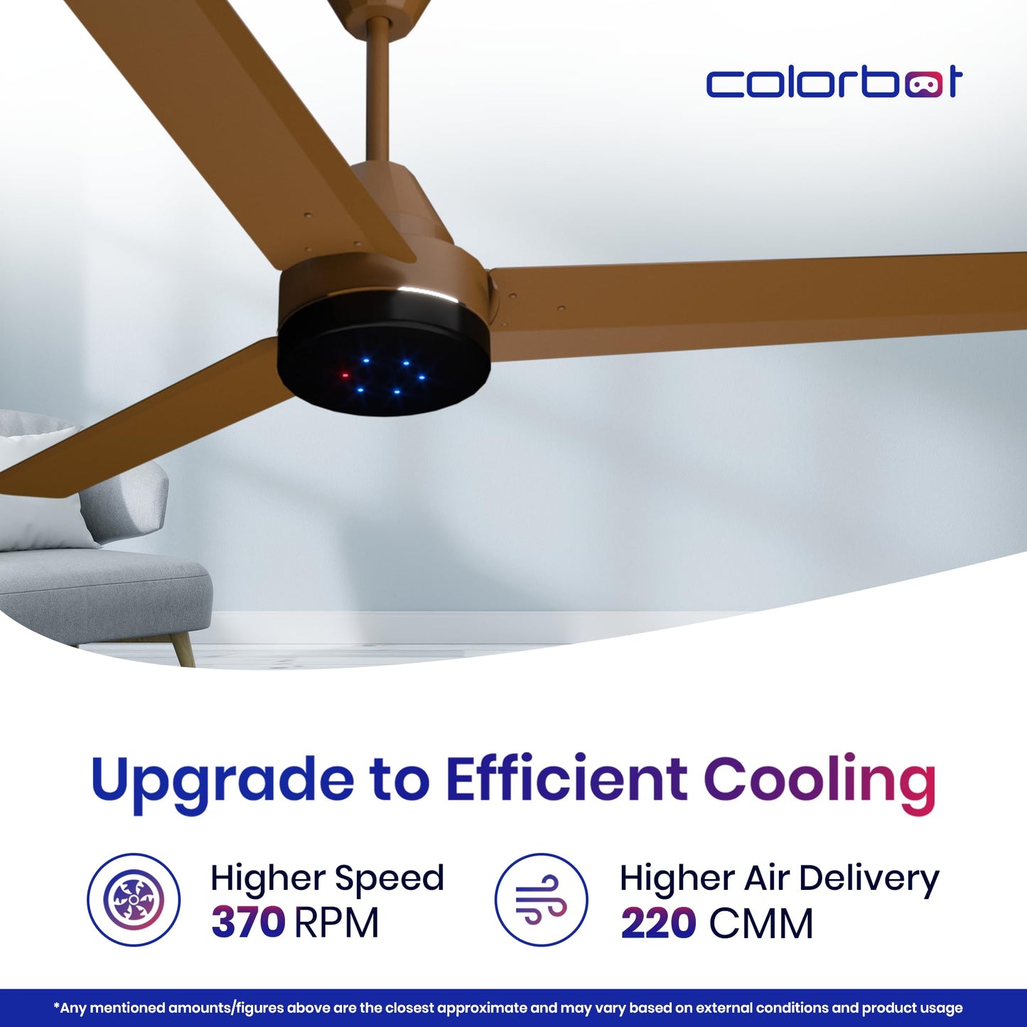 Colorbot Stella 1200 mm BEE 5 Star Rated BLDC Ceiling Fans with Remote Control | High Speed | Power Saver | 100% Copper Winding | Reverse Mode | 2+2 Year Warranty (Caramel Brown)