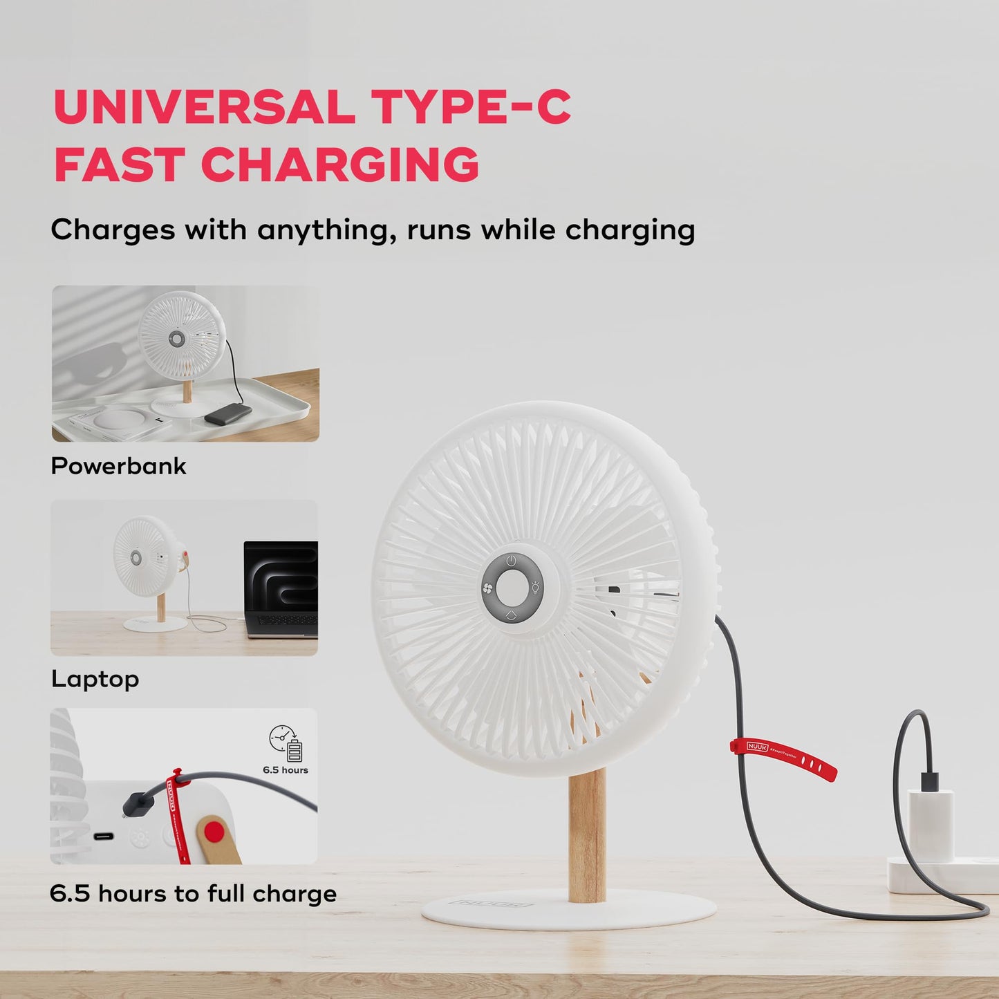 NUUK LIT v2 Cordless & Rechargeable 7 Inch Table Fan with Night Light & Remote Control | Auto Oscillation with 4 Wind Modes | BLDC Fan with Up To 17 Hour Run Time | Portable Table Fan for Home, Office
