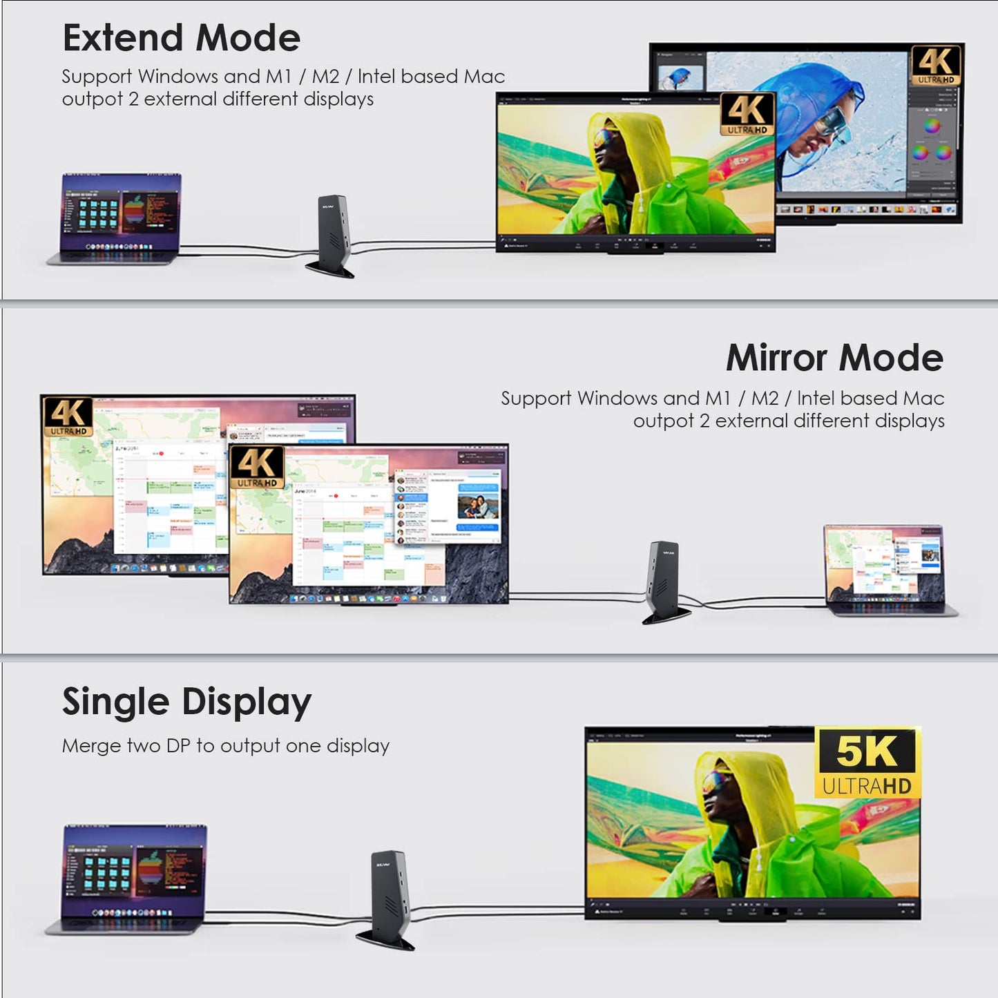 WAVLINK USB C Universal Laptop Docking Station with 60W,Dual 4K @60Hz Monitor for USB-C and USB 3.0,Compatible with Windows, Mac, and Chrome(2 HDMI,2 DP, 6xUSB, LAN, Audio)