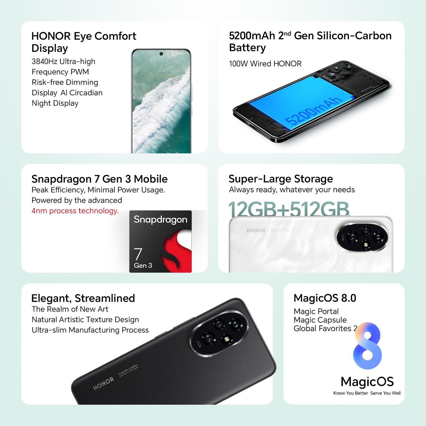 HONOR 200 5G (Black, 8GB + 256GB) | 6.7-inch AMOLED Quad-Curved Display | Dual OIS 50MP + 50MP + 12MP Camera | 50MP Selfie Camera | AI-Powered MagicOS 8.0 | Without Charger