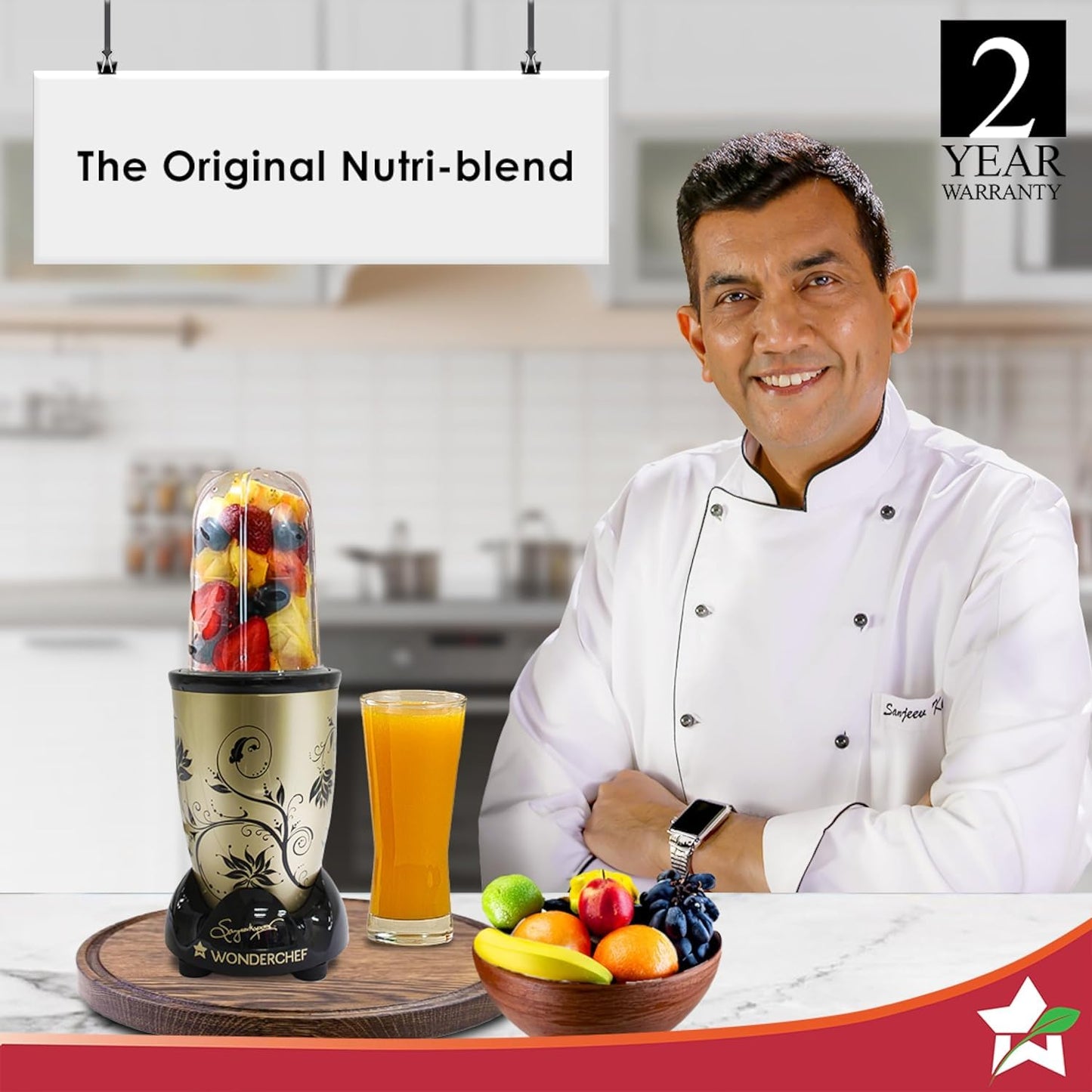 Wonderchef Nutri-blend Mixer, Grinder & Blender|500W 22000 RPM 100% Full Copper Motor|Stainless Steel Blades|2 Unbreakable Jars|2 Years Warranty|Recipe book by Chef Sanjeev Kapoor|Champagne