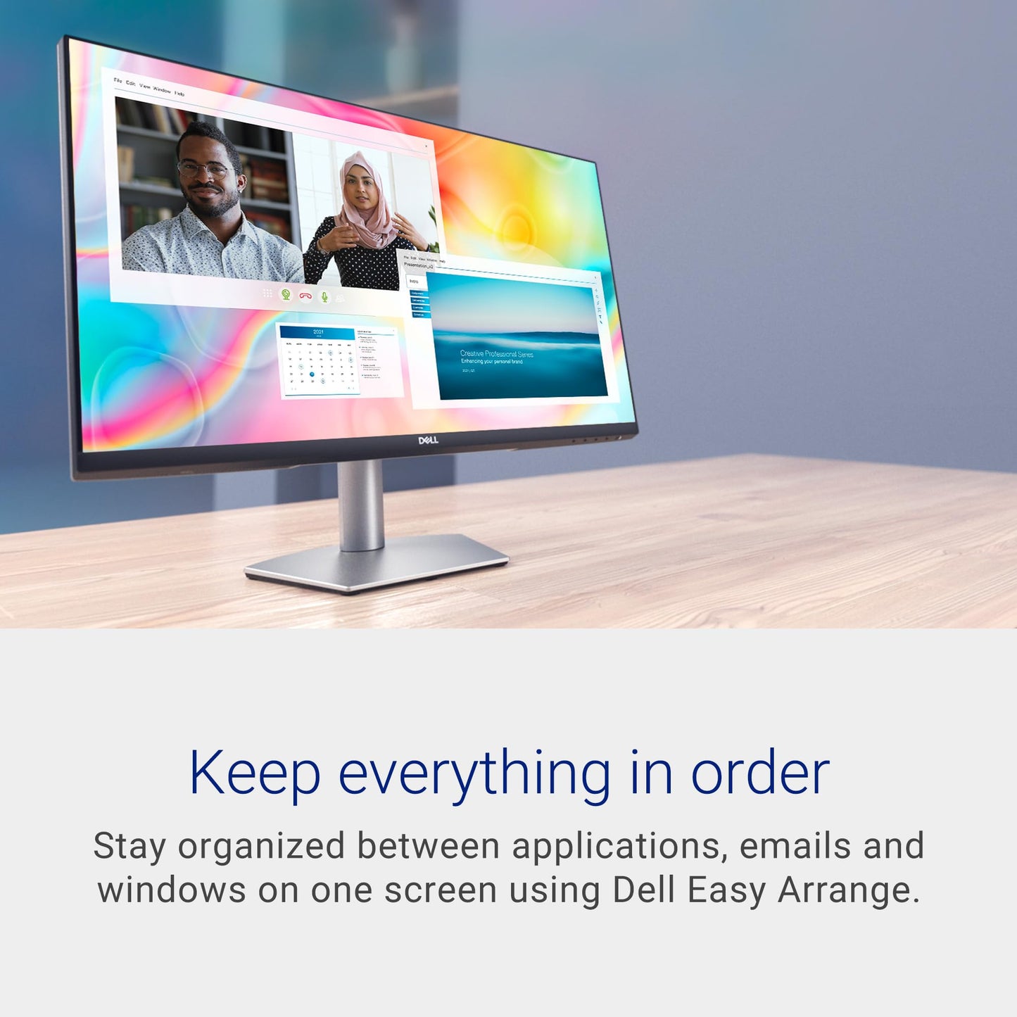 Dell 27"(68.58 cm) S2722DC, QHD Monitor, Built in Dual Speakers & USB-C Hub, IPS Panel, Refresh Rate:75Hz, ResponseTime:4ms, Colour Gamut: 99% sRGB, Ports: 1xHDMI, 1xUSB-C, 2xUSB 3.2, 1xAudio Line Out