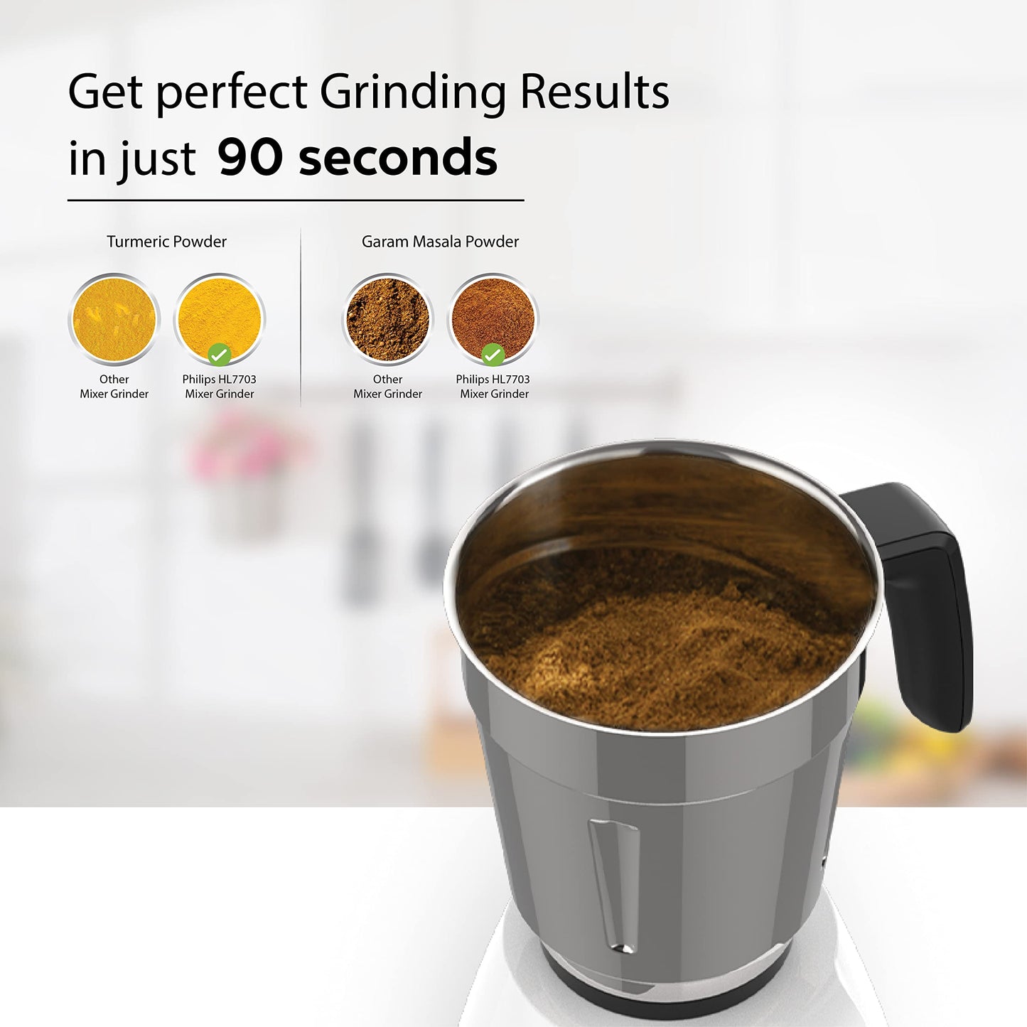 Philips HL7703/00 1000 Watt Mixer Grinder Copper Motor, 4 Jar with 5 Year Warranty on Motor