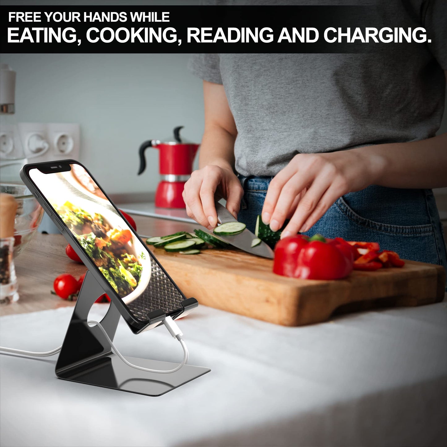 Elv Mobile Phone Tabletop Holder for Phones and Tablets - Black