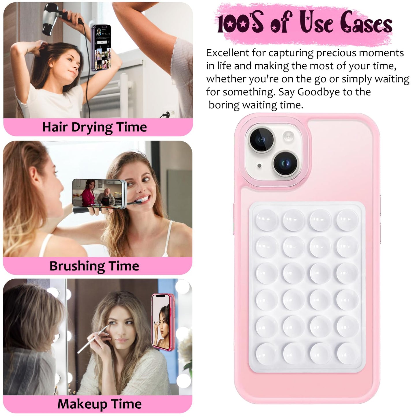 BEEJAY Silicone Suction Phone Case Mount, Silicon Adhesive Phone Accessory for Smartphones Hands-Free, Strong Grip Holder for Selfies and Videos Strong Grip Holder (White)
