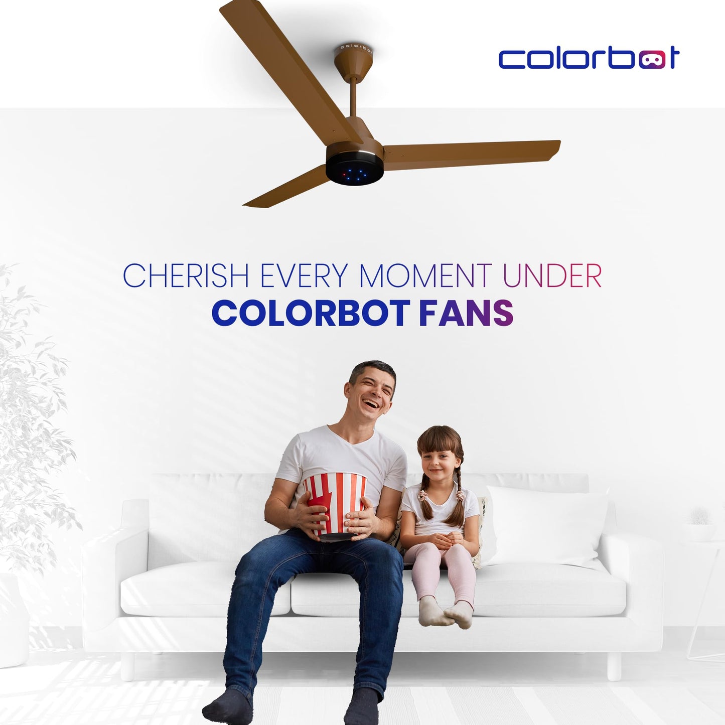 Colorbot Stella 1200 mm BEE 5 Star Rated BLDC Ceiling Fans with Remote Control | High Speed | Power Saver | 100% Copper Winding | Reverse Mode | 2+2 Year Warranty (Caramel Brown)