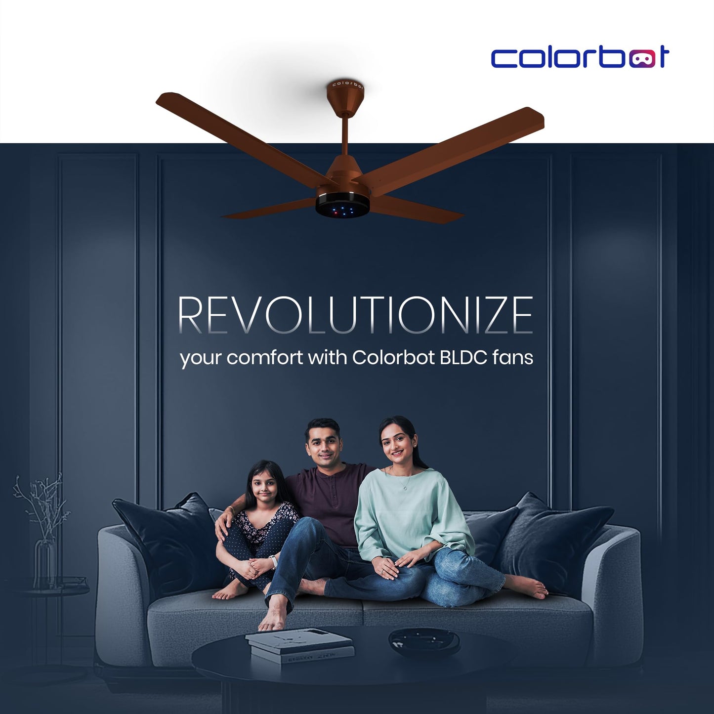 Colorbot Stella Quad 1200 mm BEE 5 Star Rated BLDC Ceiling Fans with Remote | 4 Blade | Designer Fans | High Speed | Power Saver | 100% Copper Winding | Noiseless | 2+2 Year Warranty (Cocoa Brown)
